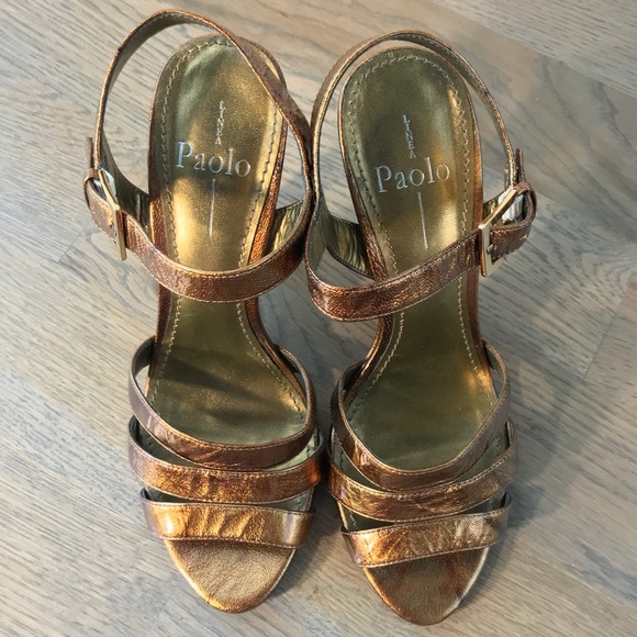 Linea Paolo Bronze Patent Strappy Sandals - Size 8 - Picture 3 of 7